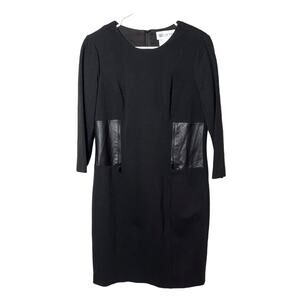 Worth Collection Long Sleeve Leather Trim Sheath Career Dress Brown Women Size 6